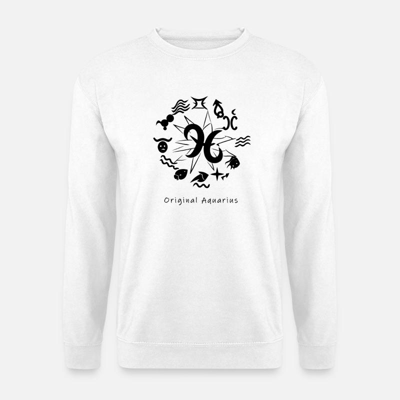 Sternzeichen Wassermann 003 schwarz - Unisex Pullover - Weiß