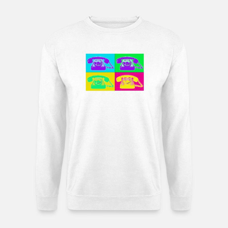 Pop-Art-Quad-Neon-Telefon - Unisex Pullover - Weiß