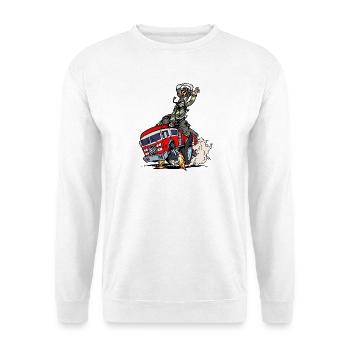 Feuerwehr Brandschutz Feuerwehrauto Lebensretter - Unisex Pullover - Weiß - Vorne