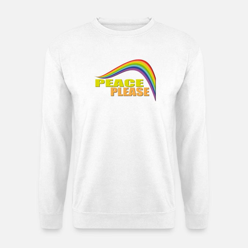 PEACE PLEASE with Rainbow - Unisex Pullover - Weiß