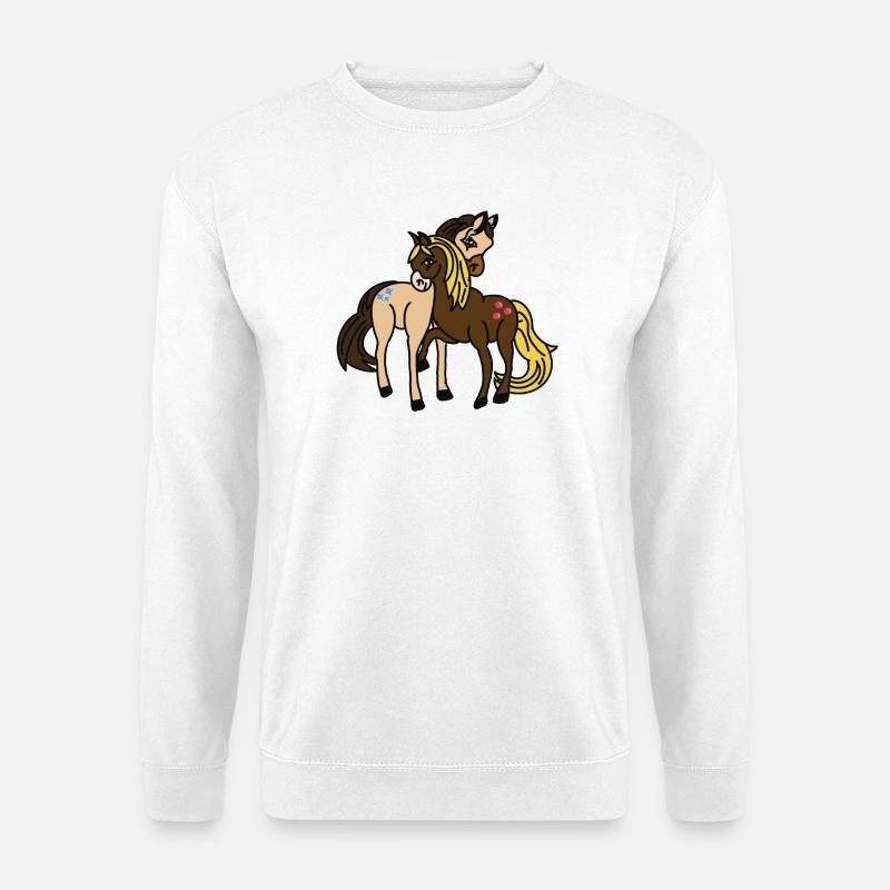 zwei Ponys– Ponyhof Abenteuer, Cartoon - Unisex Pullover - Weiß