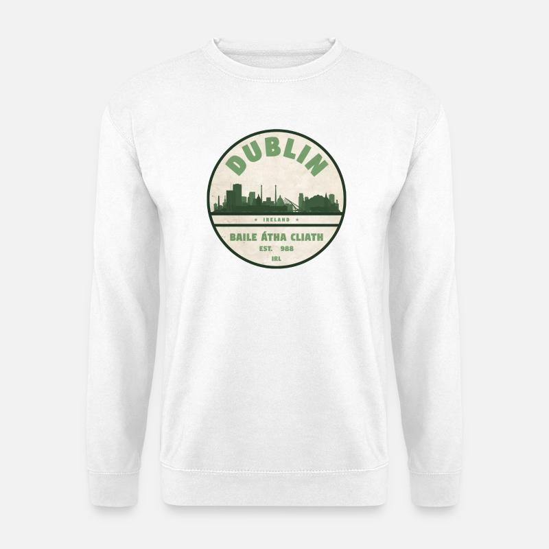 Dublin Skyline Silhouette - Unisex Pullover - Weiß