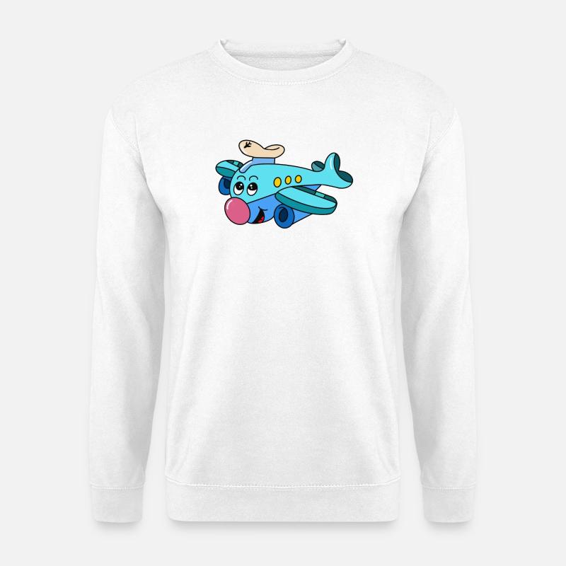 Bruce der Pilot – Cartoon Flugzeug - Unisex Pullover - Weiß