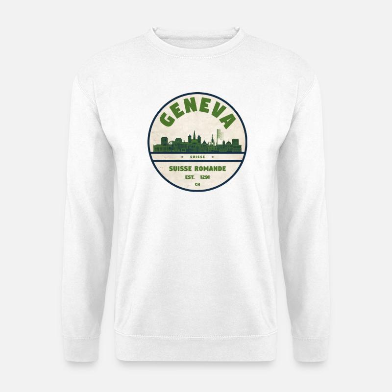 Geneva Skyline Badge Romande - Unisex Sweatshirt - white