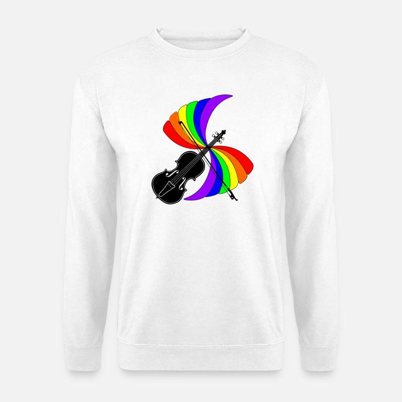 Violine mit Musik Regenbogen, schönes Logo für Violine f - Unisex Pullover - Weiß