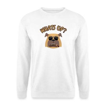 Whats up Dog - Cooler Hund mit Sonnenbrille - Unisex Pullover - Weiß - Vorne