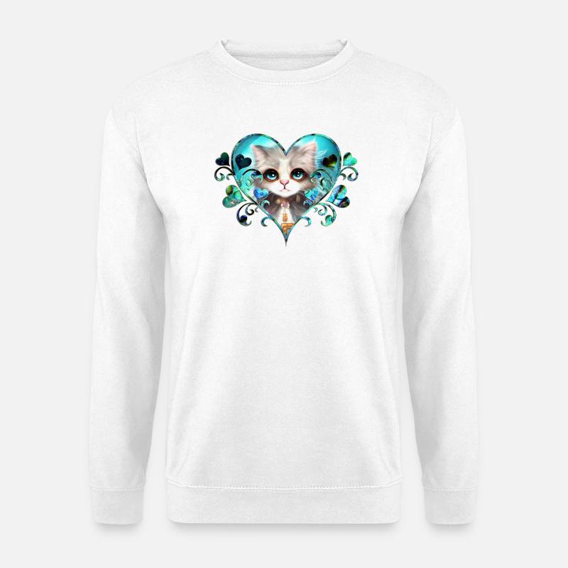 Süße, flauschige kleine Katze - Unisex Pullover - Weiß