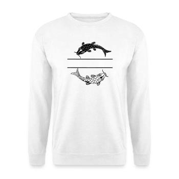 Fish black and white with blank text bar - Unisex Sweatshirt - white - Front