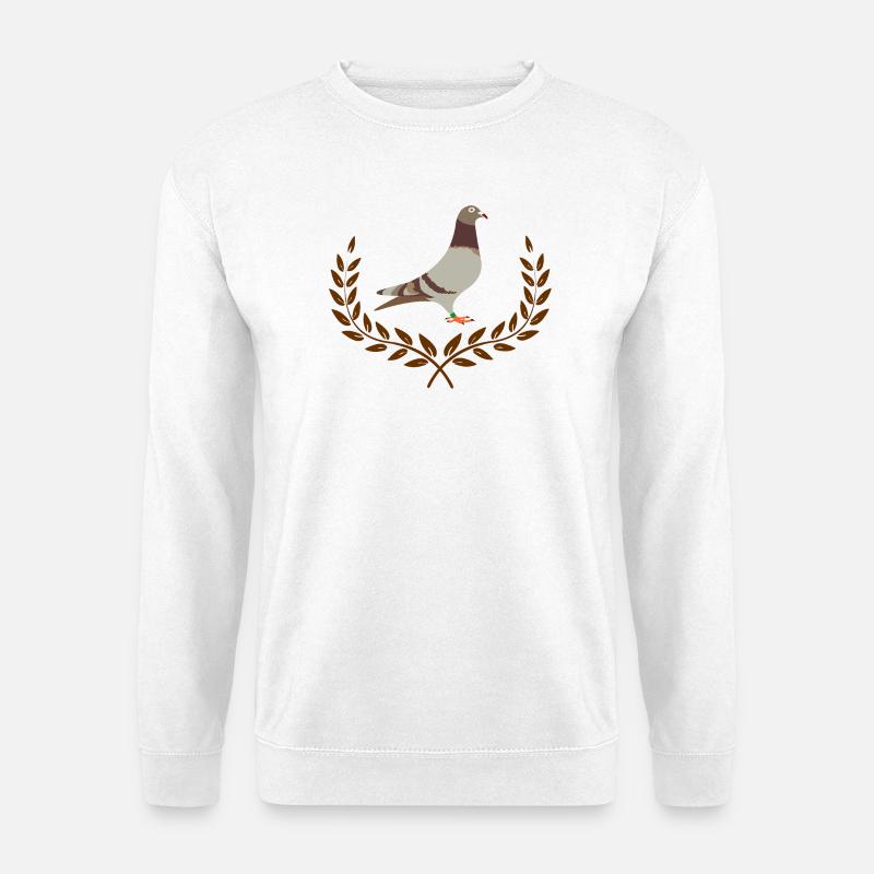 Rotbraune Brieftaube im Halblorbeerkranz-Logo - Unisex Pullover - Weiß