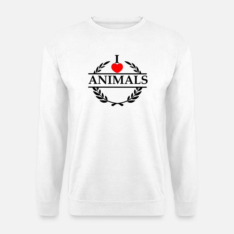 Lorbeerkranz Ich liebe TIERE - Unisex Pullover - Weiß