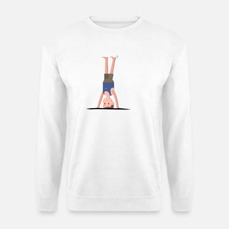 Mann Bub macht Kopfstand - Unisex Pullover - Weiß