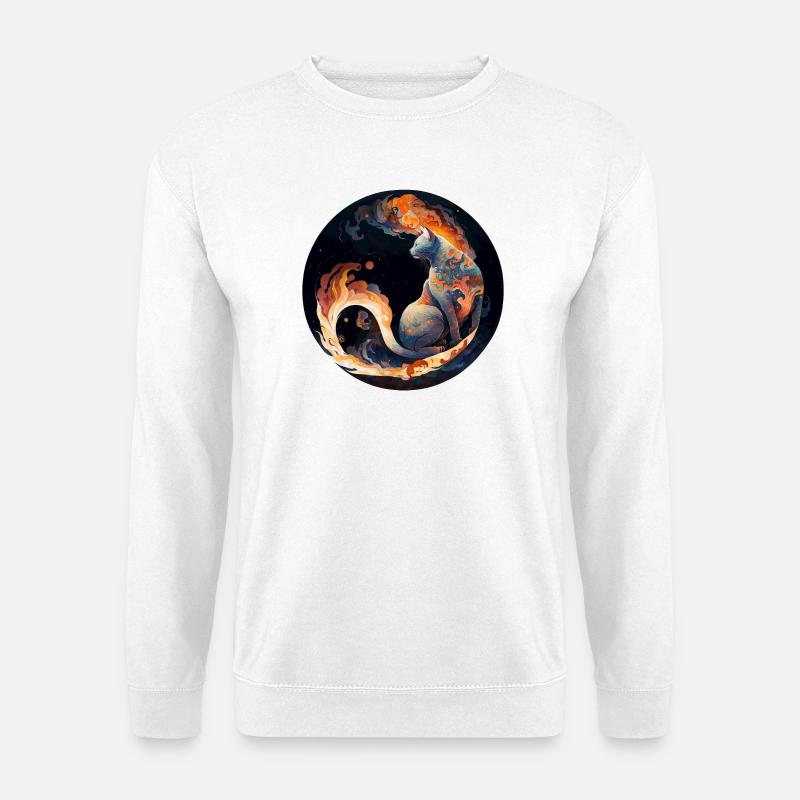 Feuriger Katzenzauber im Sternbilddesign - Unisex Pullover - Weiß