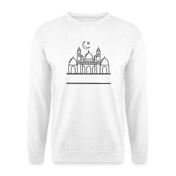 Moschee mit transparenter Textleiste - Unisex Pullover - Weiß - Vorne