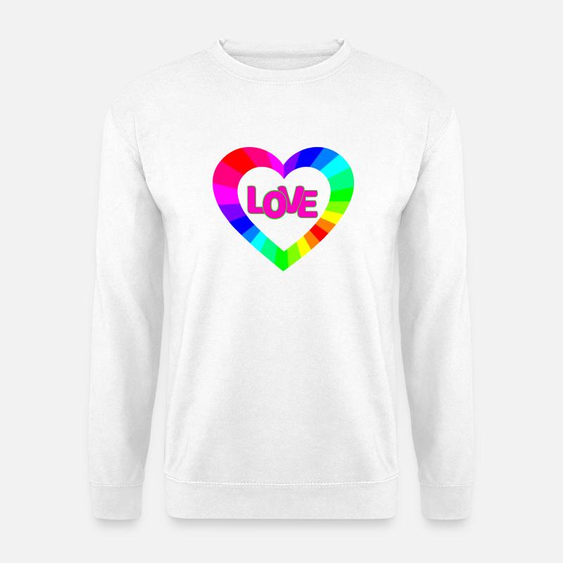 NeonLOVE Regenbogenherz - Unisex Pullover - Weiß