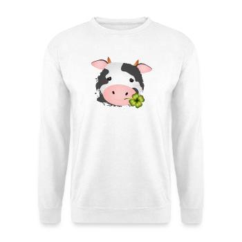 cute cow with shamrock for farm fans - Unisex Sweatshirt - white - Front