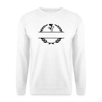 Tricks auf dem Fahrrad im Lorbeerkranz - Unisex Pullover - Weiß - Vorne