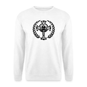 Keltisches Kreuz Lorbeerkranz - Unisex Pullover - Weiß - Vorne