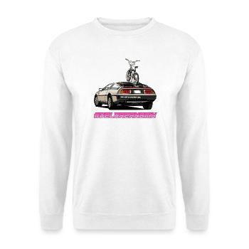 Delorean 80s Oldschool BMX Car avec Tour - Sweat-shirt Unisexe - blanc - Devant