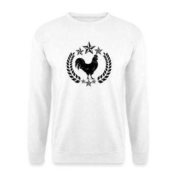 Black rooster stars in laurel wreath - Unisex Sweatshirt - white - Front