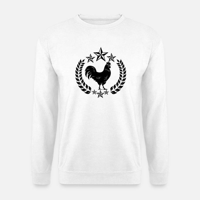 Schwarzer Hahn mit Lorbeerkranz - Unisex Pullover - Weiß