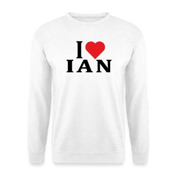 Name T-Shirt Ich liebe Ian T-Shirt Geschenkidee - Unisex Pullover - Weiß - Vorne