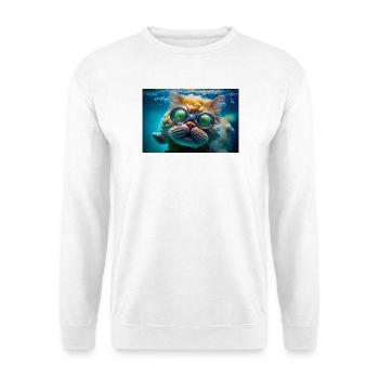 Hector die Schwimmkatze mit Taucherbrille - Unisex Pullover - Weiß - Vorne
