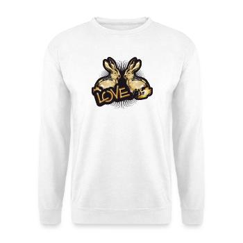 two gold-colored rabbits colored in chrome look - Unisex Sweatshirt - white - Front