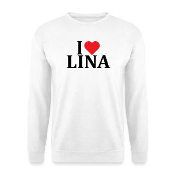 Name T-Shirt I love Lina T-Shirt Geschenkidee - Unisex Pullover - Weiß - Vorne