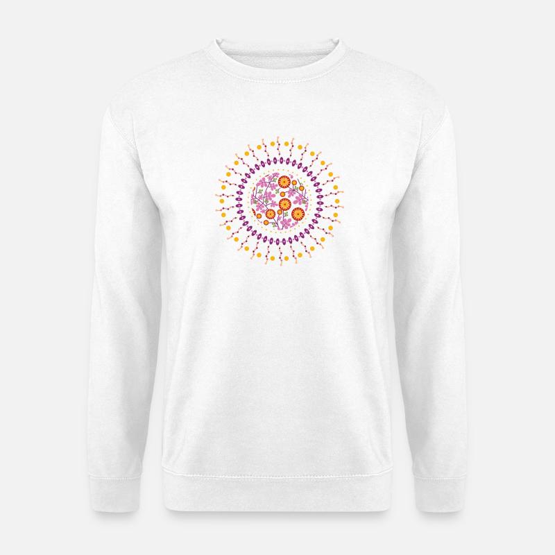Sonnenmandala flower garden - Unisex Pullover - Weiß