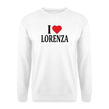 T-Shirt I love Lorenza T-Shirt Geschenkidee - Unisex Pullover - Weiß - Vorne