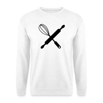 Crossed rolling pin and whisk - Unisex Sweatshirt - white - Front