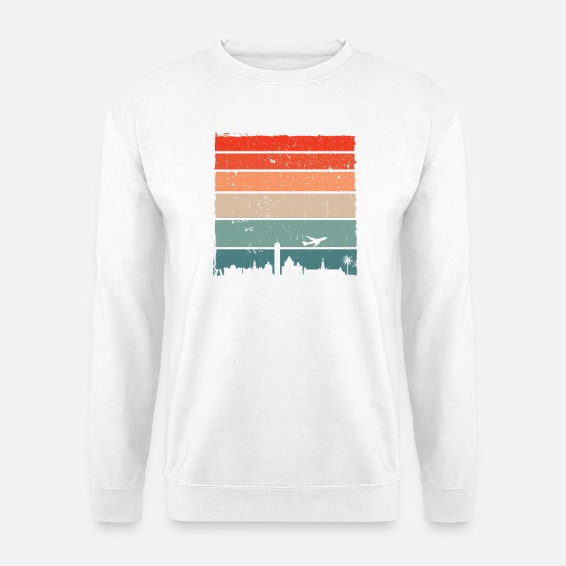 Sonnenuntergang Skyline Vogel Silhouette - Unisex Pullover - Weiß