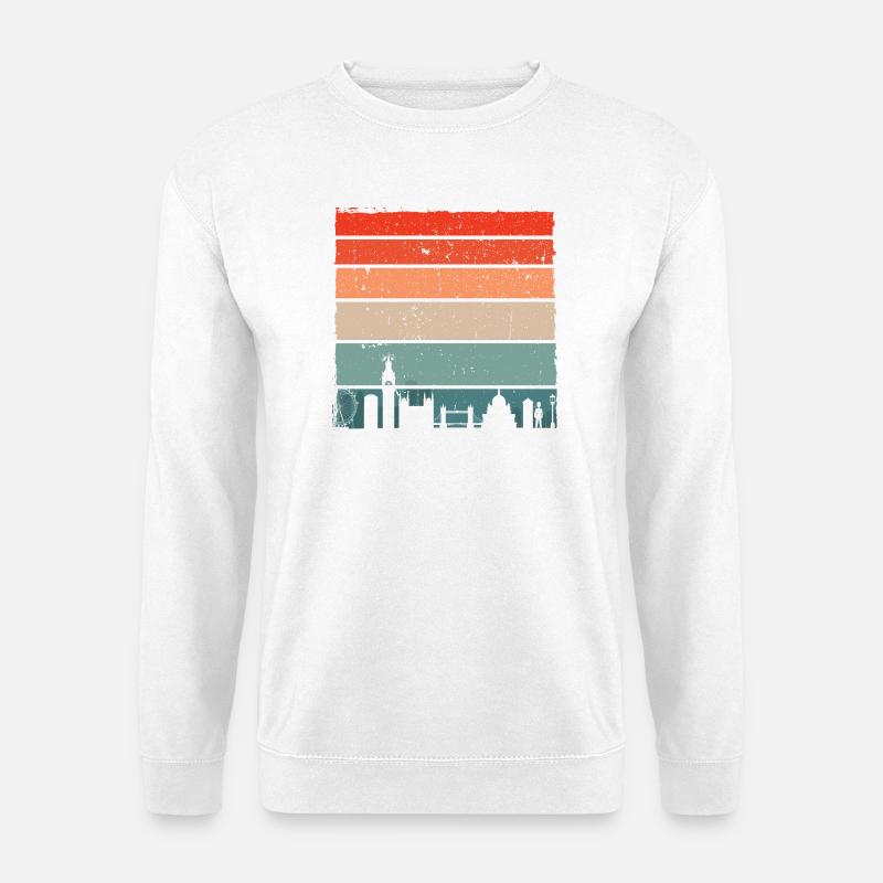 Sunset Skyline Streifen - Unisex Pullover - Weiß