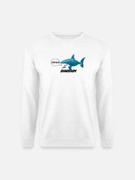 Lustiger Hai, I love salad, vegan Witz - Unisex Pullover - Weiß