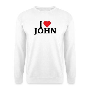 Name T-Shirt I love John T-Shirt Geschenkidee - Unisex Pullover - Weiß - Vorne