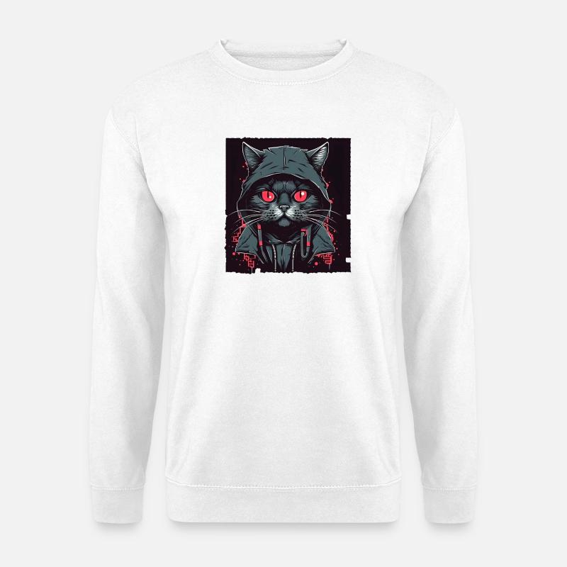 Hacker cat - Unisex Sweatshirt - white