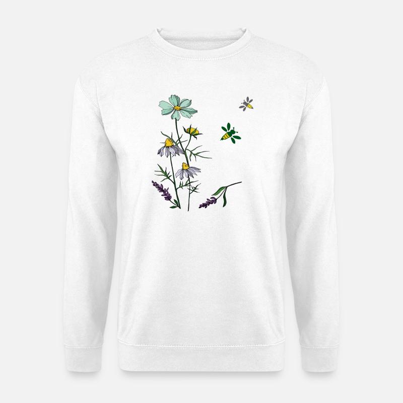 Kräuter, Kamille, Bienen - Unisex Pullover - Weiß