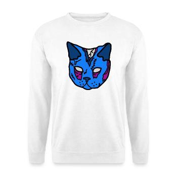Blauer Katzenmaske Patchwork - Unisex Pullover - Weiß - Vorne