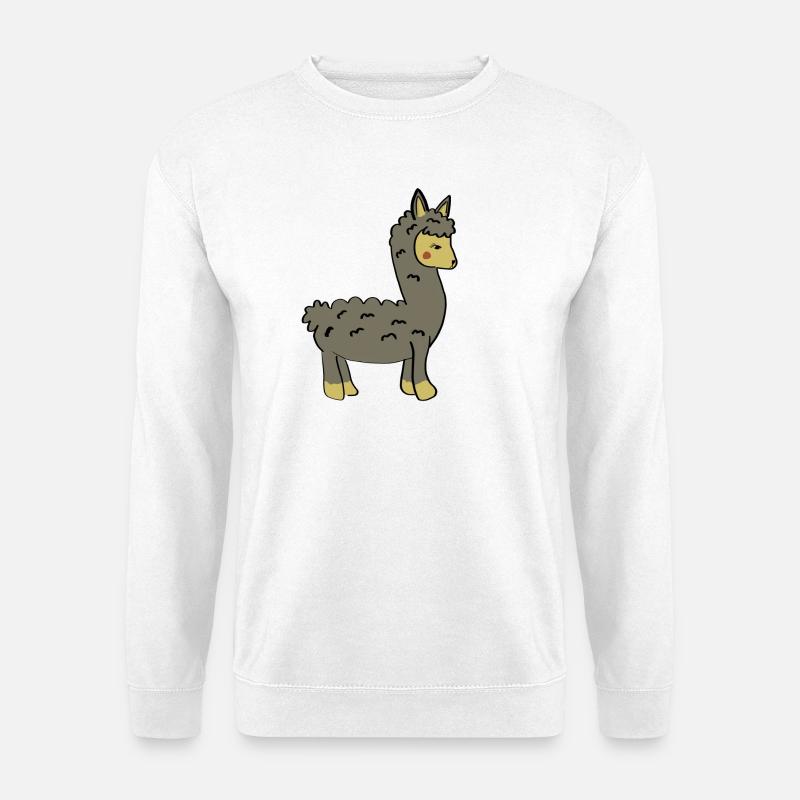 Playful llama with braid and button ears - Unisex Sweatshirt - white