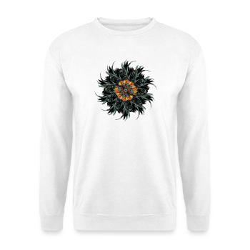 Ornement de mandala fait de plumes de coq dessinées - Sweat-shirt Unisexe - blanc - Devant