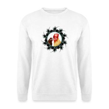 Rooster with hen in feather frame - Unisex Sweatshirt - white - Front