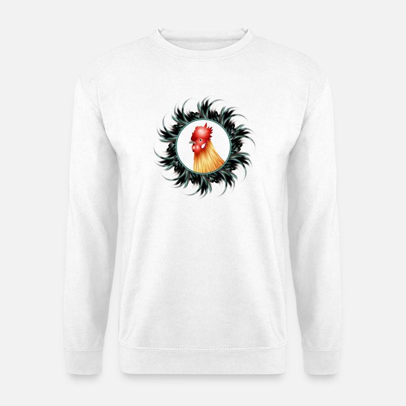 magnificent rooster in feather frame - Unisex Sweatshirt - white