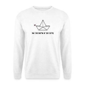 Faltboot, Ejerslev Havn Koordinaten Design - Unisex Pullover - Weiß - Vorne