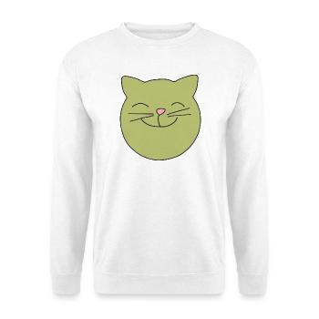 Tête de chat verte - Sweat-shirt Unisexe - blanc - Devant