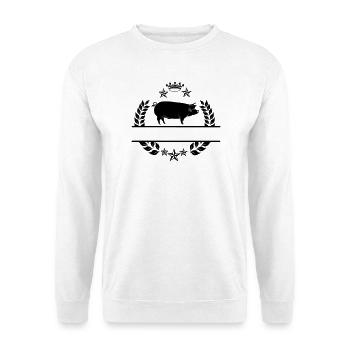 Schwein im Lorbeerkranz mit Sternen und Krone - Unisex Pullover - Weiß - Vorne