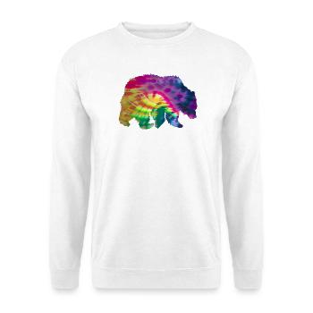 Bear Silhouette Tie Dye Batik Pattern - Unisex Sweatshirt - white - Front