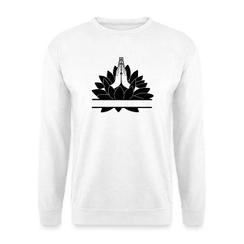 text bar namaste two hands from lotus - Unisex Sweatshirt - white - Front