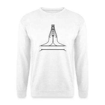 Namaste two hands with text bar. - Unisex Sweatshirt - white - Front