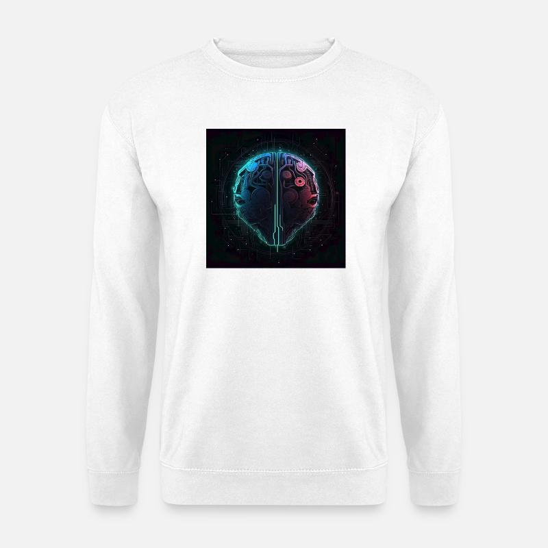 Neon Circuit Brain Split - Unisex Sweatshirt - white