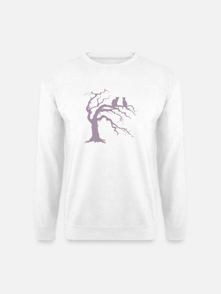 Dead tree with 2 cats silhouette - Unisex Sweatshirt - white